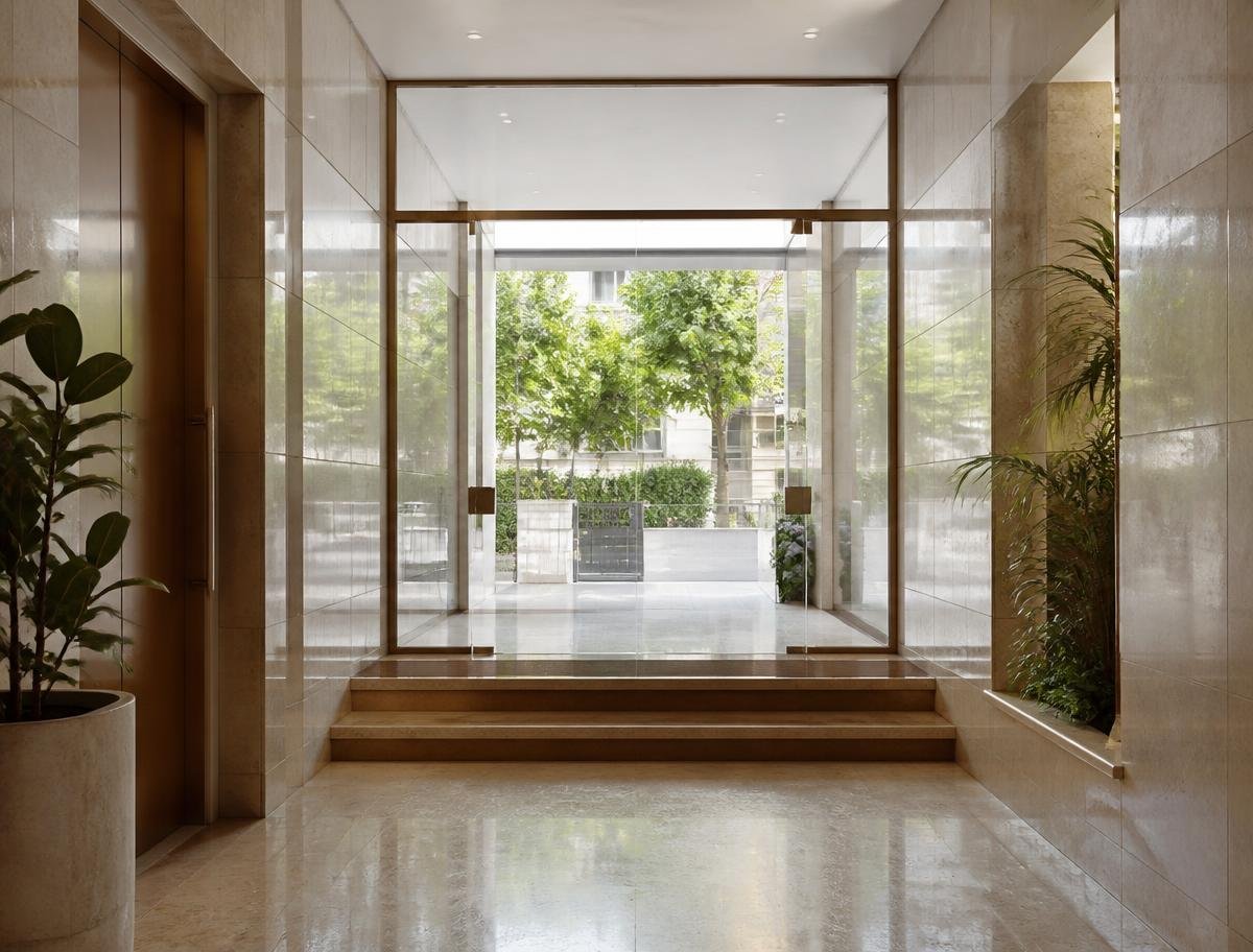 Entrada de edifício residencial bem conservado
